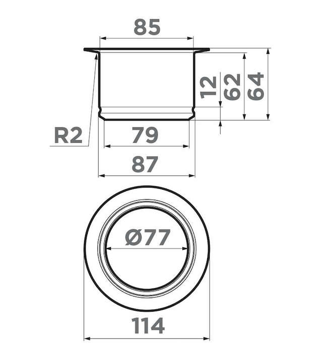 OMOIKIRI Удлиненная горловина NA-03 IN для измельчителя Nagare Slim (нерж. сталь)